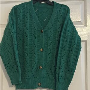 Green Pointelle women’s  Sweater
